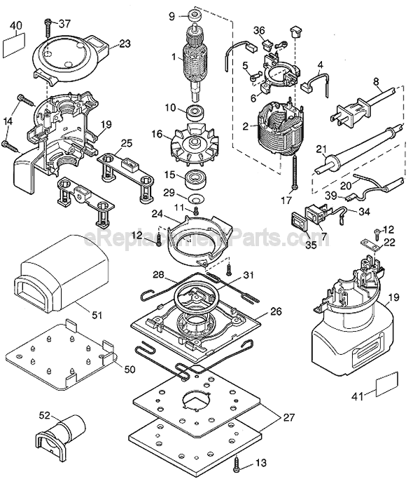 Page A Diagram and Parts List for BD5000 Type 2 Black and Decker Sander Polisher